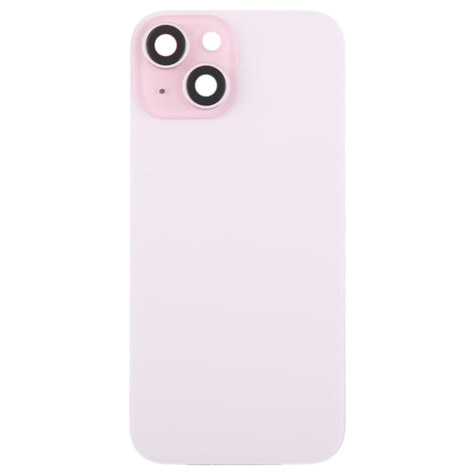 For iPhone 15 Plus Glass Battery Back Cover with Camera Lens Cover(Pink) by buy2fix