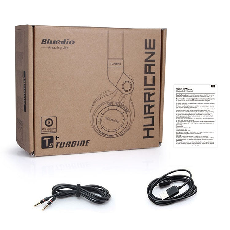 Bluedio T2+ Turbine Wireless Bluetooth 4.1 Stereo Headphones Headset with Mic & Micro SD Card Slot & FM Radio, For iPhone, Samsung, Huawei, Xiaomi, HTC and Other Smartphones, All Audio Devices(Black) - Headset & Headphone by Bluedio | Online Shopping UK | buy2fix