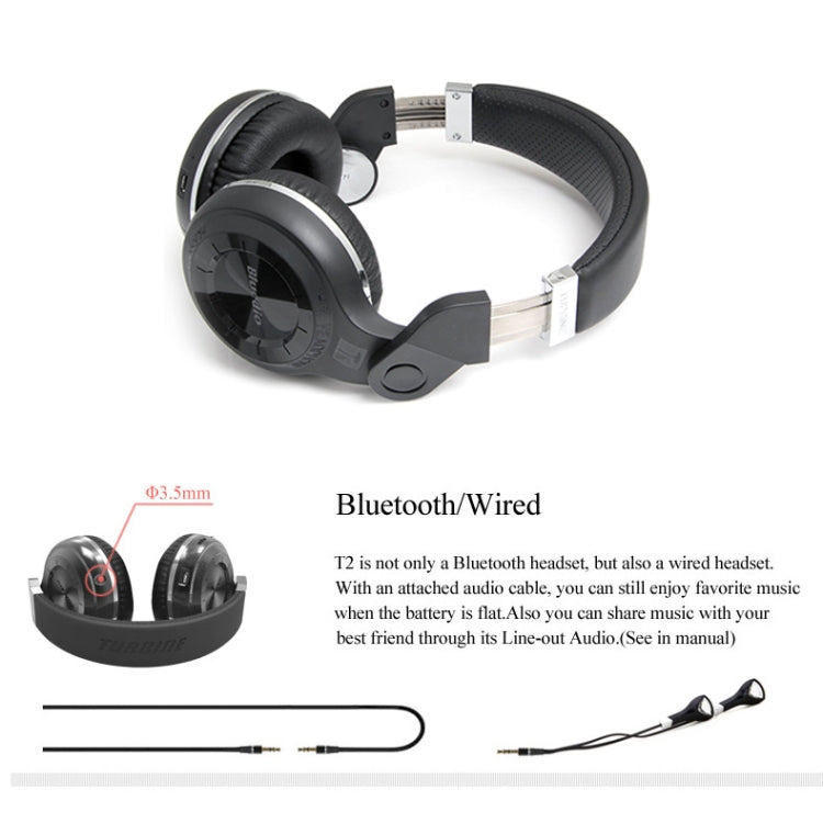 Bluedio T2+ Turbine Wireless Bluetooth 4.1 Stereo Headphones Headset with Mic & Micro SD Card Slot & FM Radio, For iPhone, Samsung, Huawei, Xiaomi, HTC and Other Smartphones, All Audio Devices(Black) - Headset & Headphone by Bluedio | Online Shopping UK | buy2fix