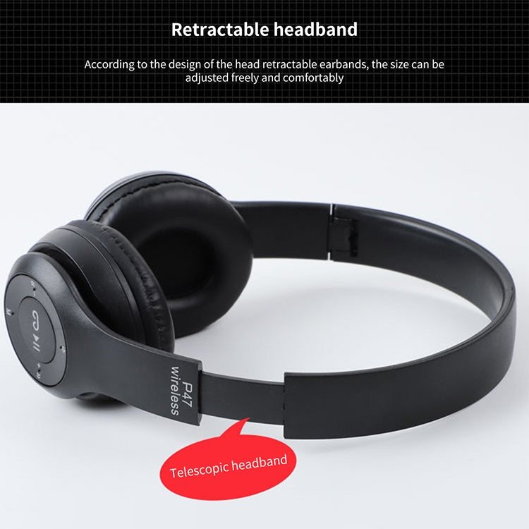 P47 Foldable Wireless Bluetooth Headphone with 3.5mm Audio Jack, Support MP3 / Call (Green) - Headset & Headphone by buy2fix | Online Shopping UK | buy2fix