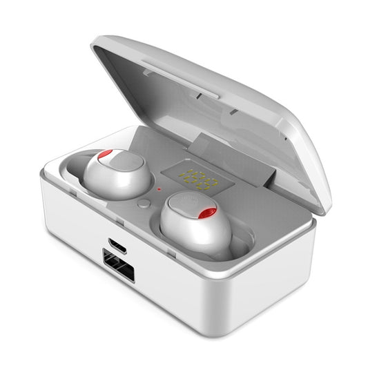 G10 TWS Bluetooth 5.0 Wireless Bluetooth Earphone with Charging Box, Support Digital Display & HD Call & Power Bank(White) by buy2fix