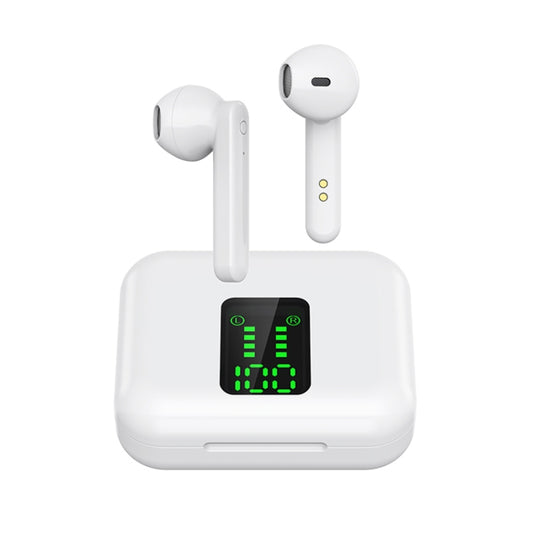 P100pro TWS Bluetooth 5.0 Touch Wireless Bluetooth Earphone with Charging Box & LED Smart Digital Display, Support Siri & Call(White) by buy2fix
