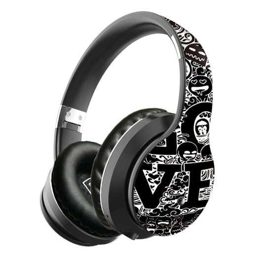 B1 Graffiti Pattern Wireless Bluetooth V5.0 Headset (Black Silver) by buy2fix