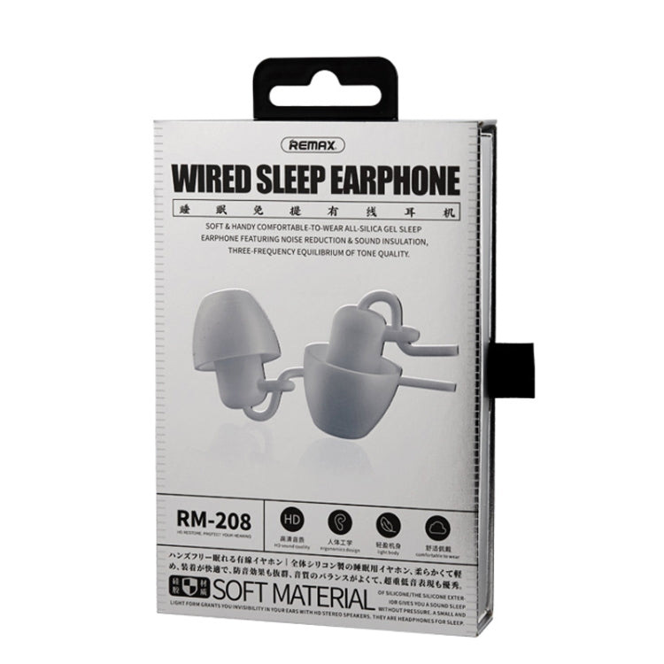 REMAX RM-208 In-Ear Stereo Sleep Earphone with Wire Control + MIC, Support Hands-free(White) by REMAX