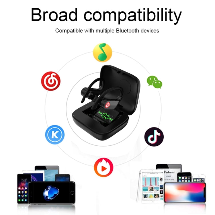 Q83 Wireless Ear-mounted Sports Bluetooth Earphone with Charging Box, Supports Three-screen LED Power Display & Power Bank by buy2fix