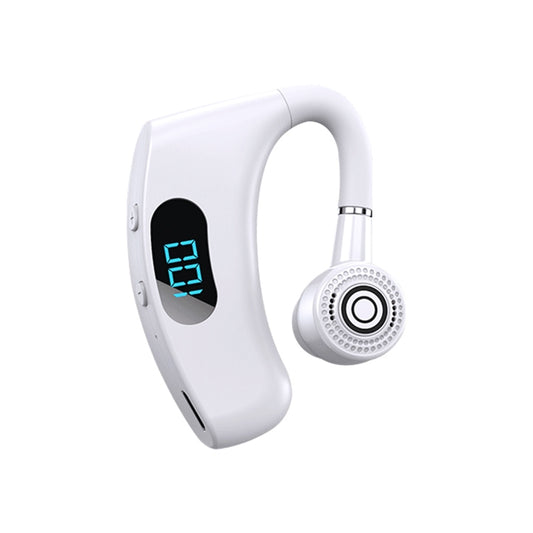 V12 Bluetooth 5.2 Business Hanging Ear Style Smart LED Digital Display Wireless Bluetooth Earphone with Charging Box (White) by buy2fix