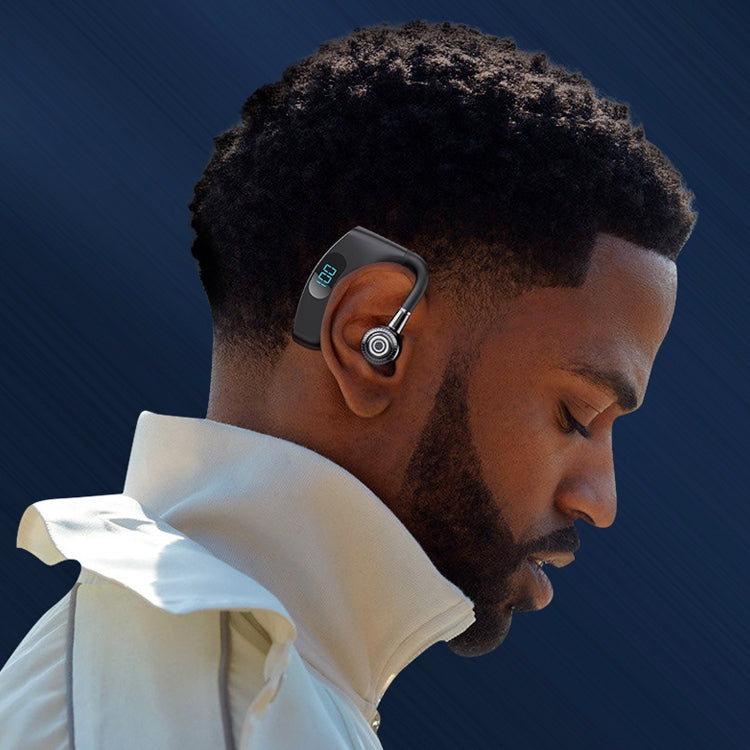 V12 Bluetooth 5.2 Business Hanging Ear Style Smart LED Digital Display Wireless Bluetooth Earphone with Charging Box (White) by buy2fix