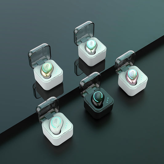 M-B8 Bluetooth 5.0 Mini Invisible In-ear Stereo Wireless Bluetooth Earphone with Charging Box (Silver) by buy2fix