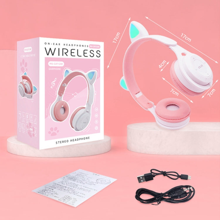 M6 Luminous Cat Ears Pure-color Foldable Bluetooth Headset with 3.5mm Jack & TF Card Slot (Black) by buy2fix