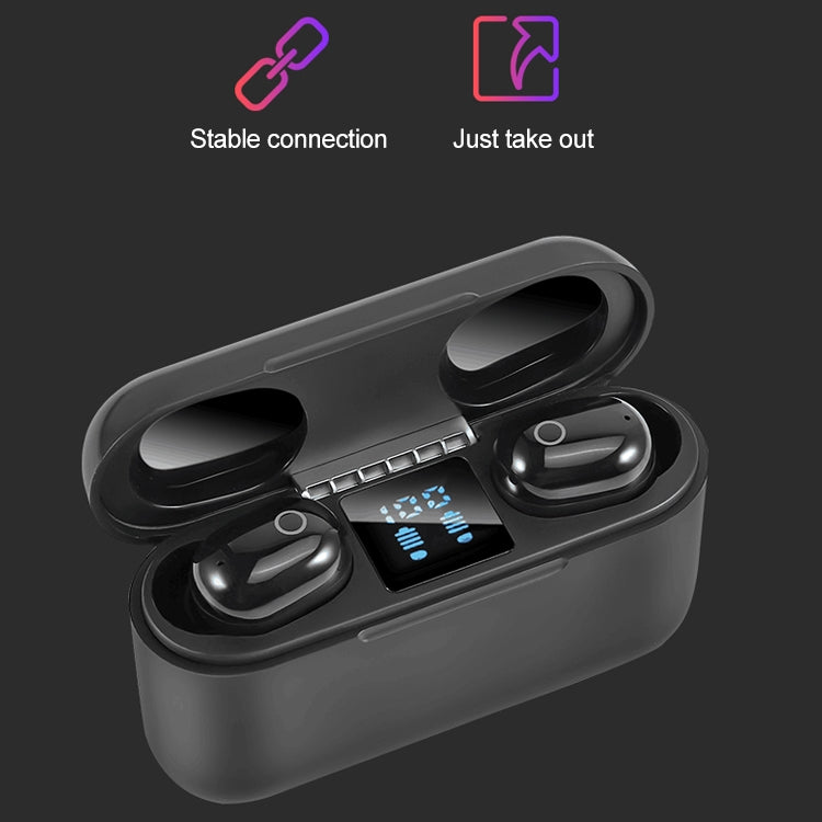 Dt-18 Wireless Two Ear Bluetooth Headset With 2000mAh Charging Cabin & Touch & Intelligent Magnetic Suction Charging (Black) by buy2fix