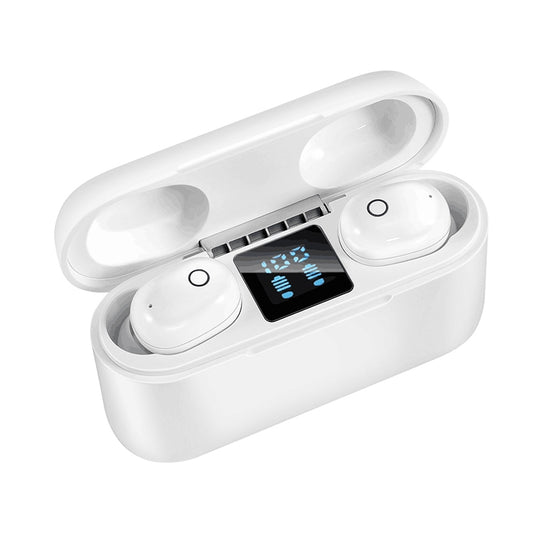 Dt-18 Wireless Two Ear Bluetooth Headset With 2000mAh Charging Cabin & Touch & Intelligent Magnetic Suction Charging (White) by buy2fix