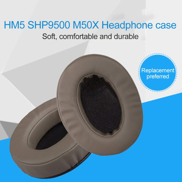 1 Pair Oval Leather Beveled Headphone Protective Case for Brainwavz HM5 / Philip SHP9500(White) - Earmuff & Pad by buy2fix | Online Shopping UK | buy2fix