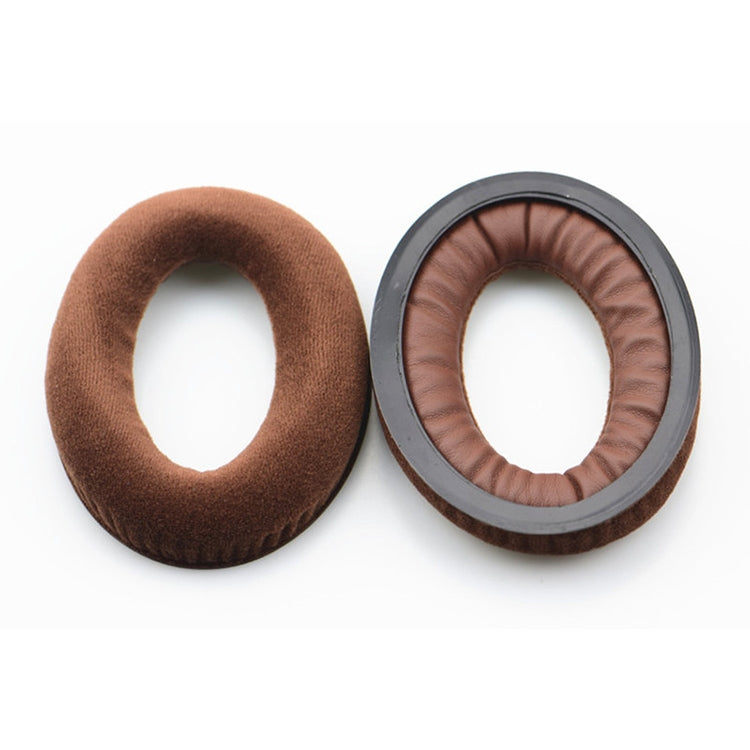 2 PCS For Sennheiser HD515 / HD555 / HD595 / HD598 / HD558 / PC360 Flannel Earphone Cushion Cover Earmuffs Replacement Earpads with Tone Tuning Cotton(Brown) - Earmuff & Pad by buy2fix | Online Shopping UK | buy2fix