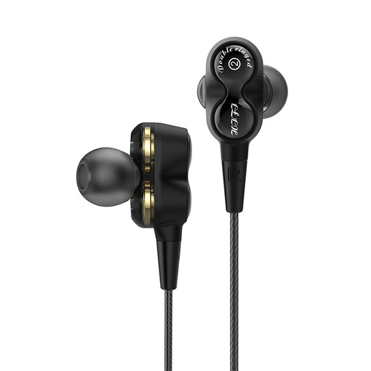 D12 1.2m Wired In Ear 3.5mm Interface Stereo Wire-Controlled HIFI Earphones Dual-motion Loop Running Game Music Headset With Packaging(Black) by buy2fix