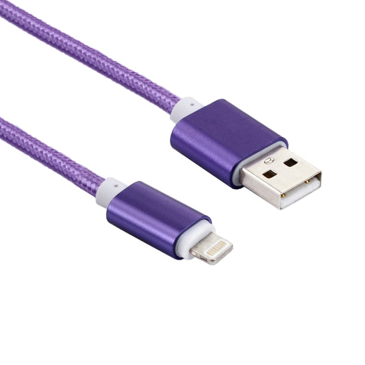 2m Woven Style Metal Head 84 Cores 8 Pin to USB 2.0 Data / Charger Cable(Purple) by buy2fix