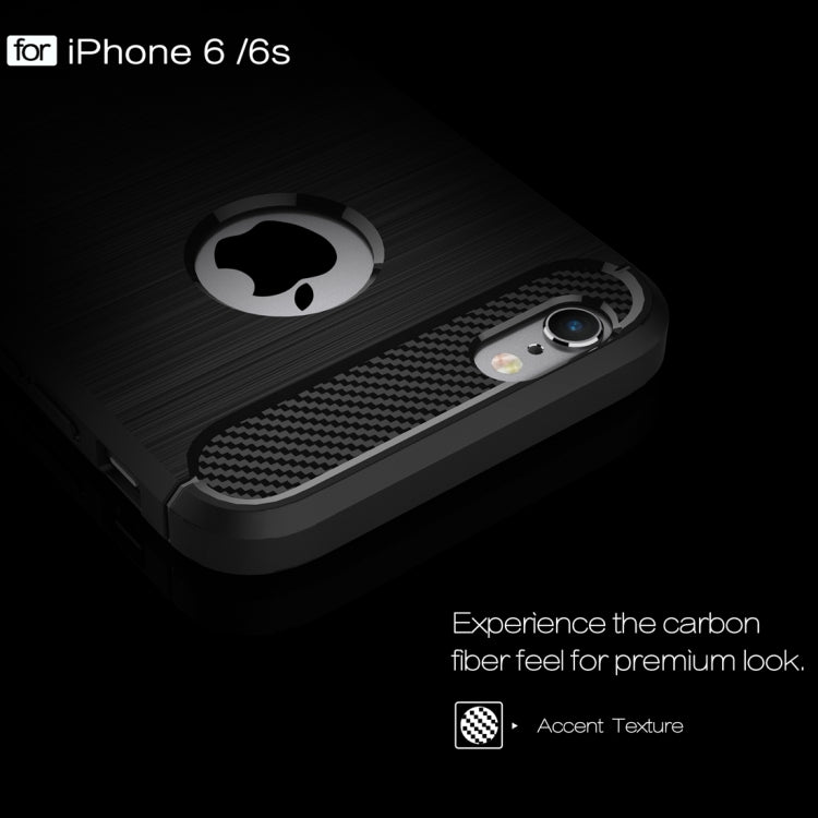 For iPhone 6 & 6s Brushed Texture Fiber TPU Rugged Armor Protective Case(Red) - More iPhone Cases by buy2fix | Online Shopping UK | buy2fix