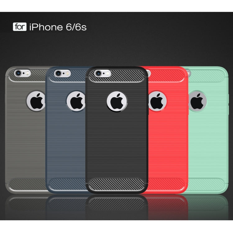 For iPhone 6 & 6s Brushed Texture Fiber TPU Rugged Armor Protective Case(Red) - More iPhone Cases by buy2fix | Online Shopping UK | buy2fix