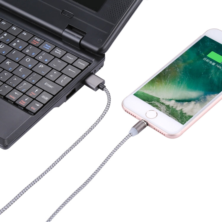 360 Degree Rotation 8 Pin to USB 2.0 Weave Style Magnetic Charging Cable with LED Indicator, Cable Length: 1m(Grey) by buy2fix