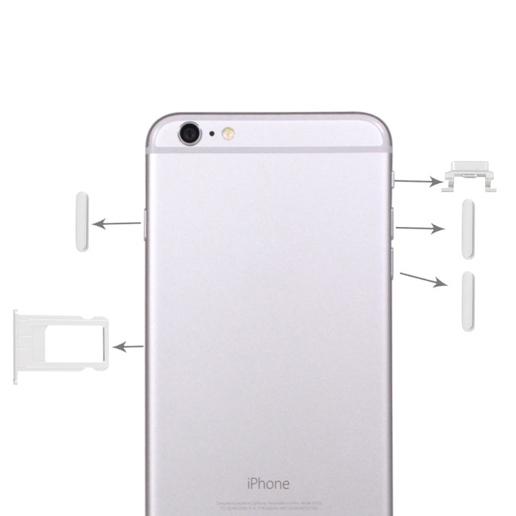 4 in 1 for iPhone 6 Plus (Card Tray + Volume Control Key + Power Button + Mute Switch Vibrator Key)(Silver) - iPhone 6/6 Plus Parts by buy2fix | Online Shopping UK | buy2fix