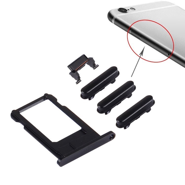 4 in 1 for iPhone 6s (Card Tray + Volume Control Key + Power Button + Mute Switch Vibrator Key)(Black) - iPhone 6S/6S Plus Parts by buy2fix | Online Shopping UK | buy2fix