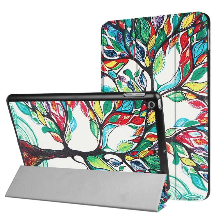 For iPad 9.7 (2018) & iPad 9.7 (2017) Cross Texture Painting Tree Pattern Horizontal Flip Leather Case with Three-folding Holder - iPad 9.7 (2018) & (2017) Cases by buy2fix | Online Shopping UK | buy2fix