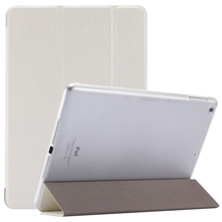 For iPad 9.7 (2018) & iPad 9.7 inch (2017) & iPad Air Silk Texture Horizontal Flip Leather Case with Three-folding Holder(White) - iPad 9.7 (2018) & (2017) Cases by buy2fix | Online Shopping UK | buy2fix