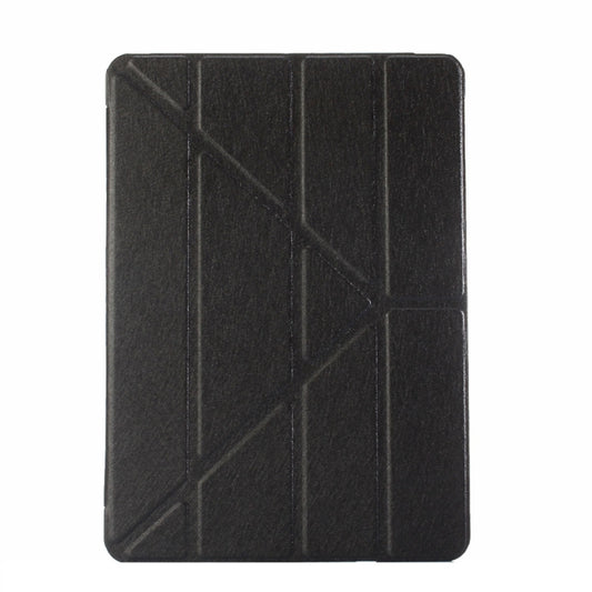 For iPad 9.7 (2018) & iPad 9.7 (2017) & iPad Air Silk Texture Horizontal Deformation Flip Leather Case with Three-folding Holder(Black) by buy2fix