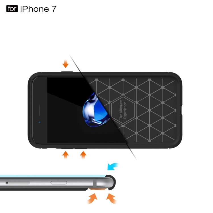 For iPhone 8 & 7 Brushed Texture Fiber TPU Rugged Armor Protective Case(Black) - More iPhone Cases by buy2fix | Online Shopping UK | buy2fix
