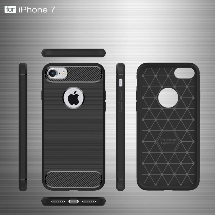 For iPhone 8 & 7 Brushed Texture Fiber TPU Rugged Armor Protective Case(Black) - More iPhone Cases by buy2fix | Online Shopping UK | buy2fix