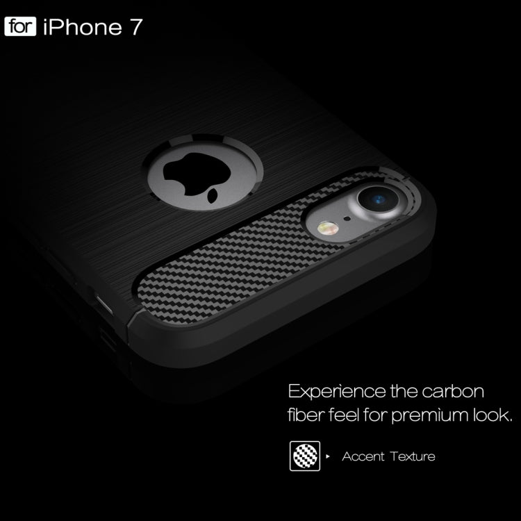 For iPhone 8 & 7 Brushed Texture Fiber TPU Rugged Armor Protective Case(Black) - More iPhone Cases by buy2fix | Online Shopping UK | buy2fix