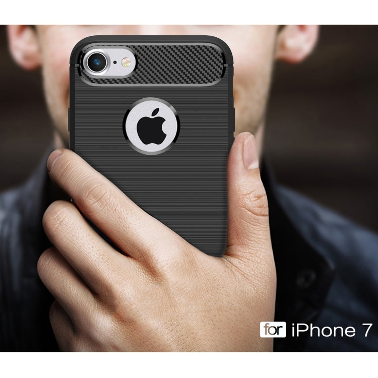 For iPhone 8 & 7 Brushed Texture Fiber TPU Rugged Armor Protective Case(Black) - More iPhone Cases by buy2fix | Online Shopping UK | buy2fix