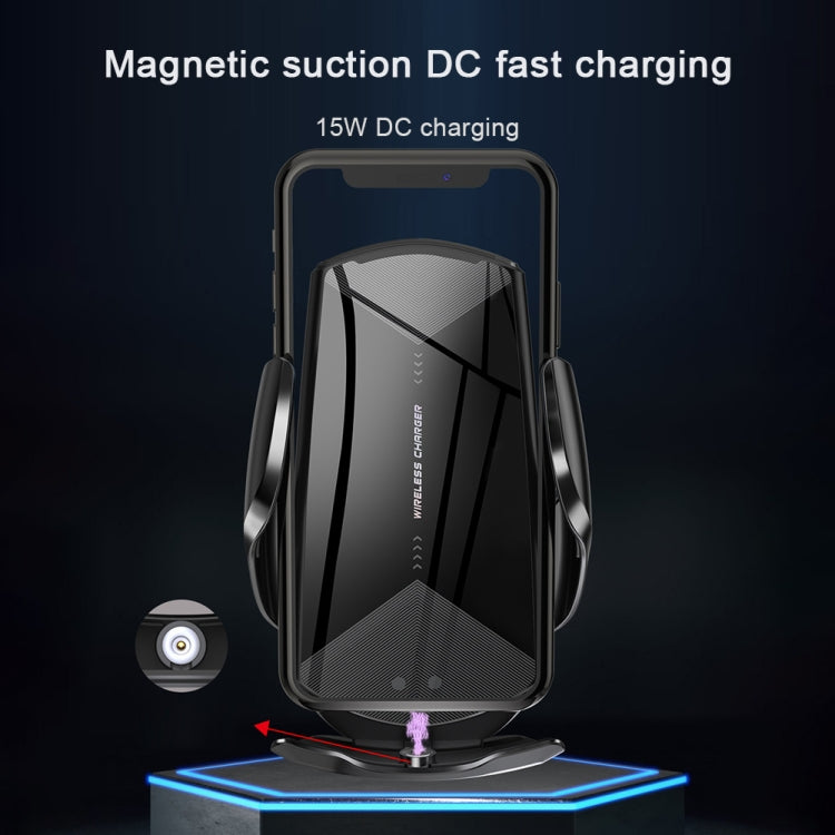 Q2 15W Universal Rotation Infrared Induction Magnetic Car Wireless Charging Mobile Phone Holder with Micro USB + 8 Pin + Type-C / USB-C Magnetic Connector(Black) by buy2fix
