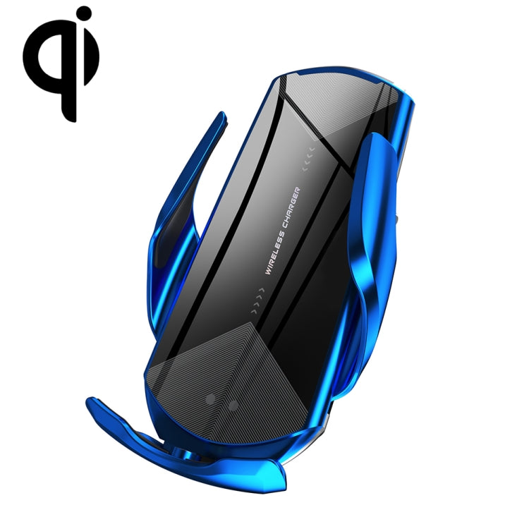 Q2 15W Universal Rotation Infrared Induction Magnetic Car Wireless Charging Mobile Phone Holder with Micro USB + 8 Pin + Type-C / USB-C Magnetic Connector(Blue) - Wireless Charger Holders by buy2fix | Online Shopping UK | buy2fix