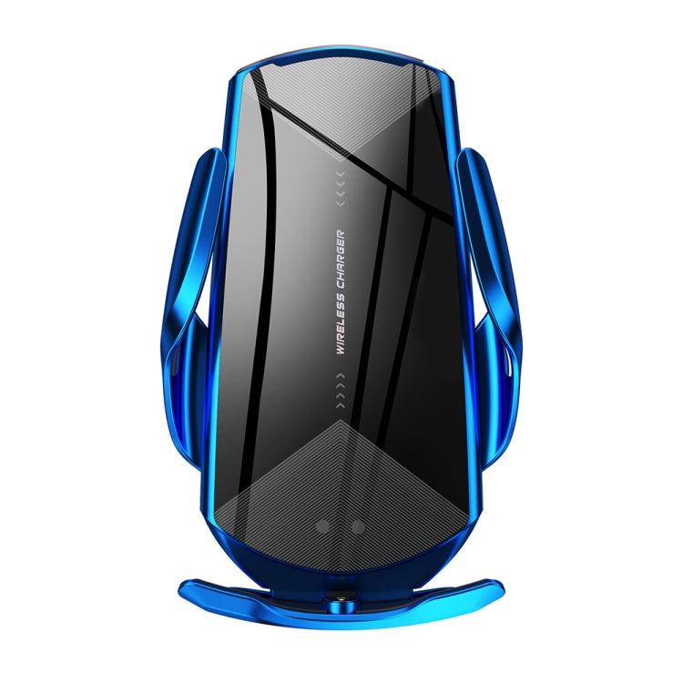 Q2 15W Universal Rotation Infrared Induction Magnetic Car Wireless Charging Mobile Phone Holder with Micro USB + 8 Pin + Type-C / USB-C Magnetic Connector(Blue) - Wireless Charger Holders by buy2fix | Online Shopping UK | buy2fix
