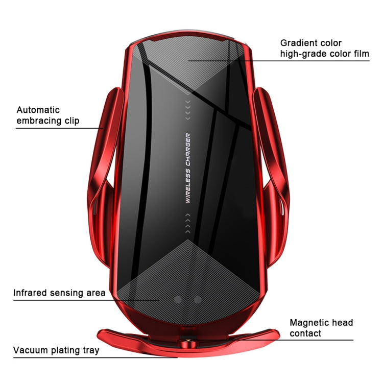 Q2 15W Universal Rotation Infrared Induction Magnetic Car Wireless Charging Mobile Phone Holder with Micro USB + 8 Pin + Type-C / USB-C Magnetic Connector(Blue) - Wireless Charger Holders by buy2fix | Online Shopping UK | buy2fix