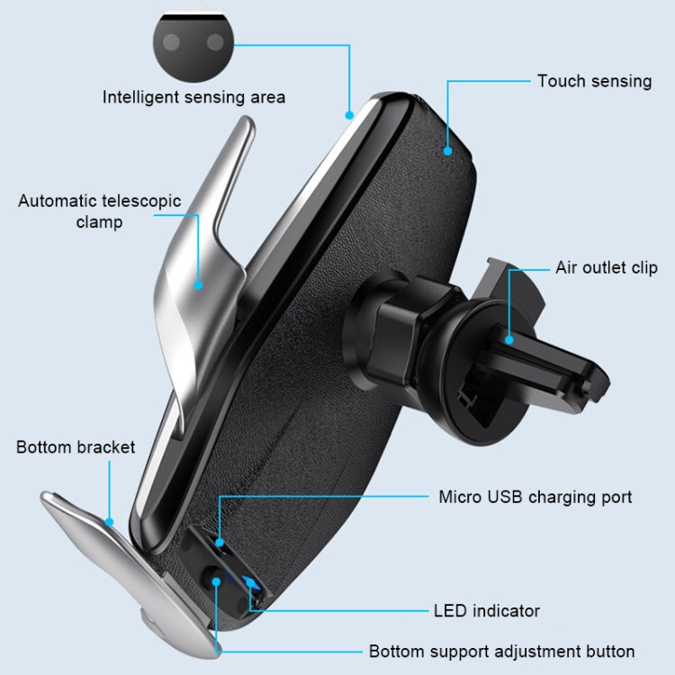 S7 15W QI 360 Degree Rotatable Infrared Induction Car Air Outlet Wireless Charging Mobile Phone Holder for 4.0-6.5 inch Mobile Phones(Gold) - Wireless Charger Holders by buy2fix | Online Shopping UK | buy2fix