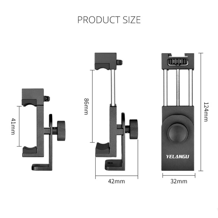 YELANGU PC03 Folding Phone Holder Horizontal Vertical Shooting Phone Clamp Holder Bracket(Black) - Stand by YELANGU | Online Shopping UK | buy2fix