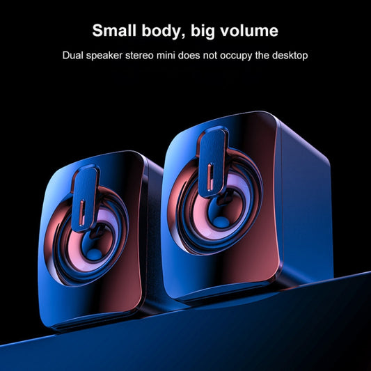 A2 USB 2.0 Wire-controlled Illuminated Mobile Phone Computer Mini Desktop Speaker(Black) by buy2fix