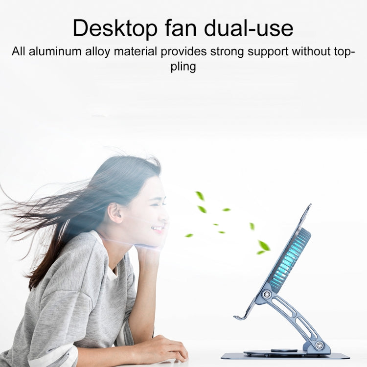 R- JUST HZ22-1 Rotating Dual-purpose Desktop Fan Aluminum Alloy Laptop Stand (Silver) by R-JUST