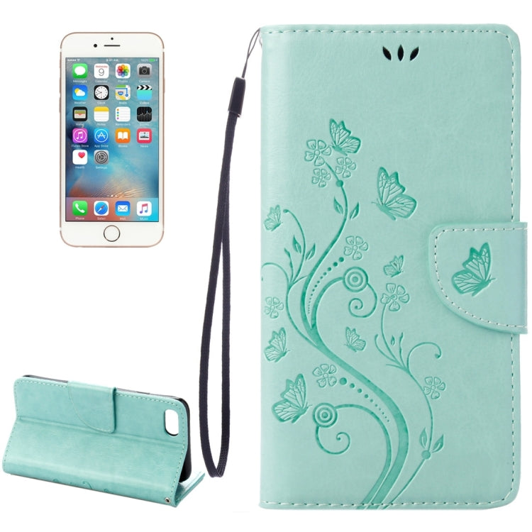 For iPhone 8 & 7 Pressed Flowers Horizontal Flip Leather Case with Holder & Card Slots & Wallet(Green) - More iPhone Cases by buy2fix | Online Shopping UK | buy2fix