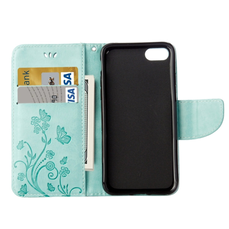 For iPhone 8 & 7 Pressed Flowers Horizontal Flip Leather Case with Holder & Card Slots & Wallet(Green) - More iPhone Cases by buy2fix | Online Shopping UK | buy2fix