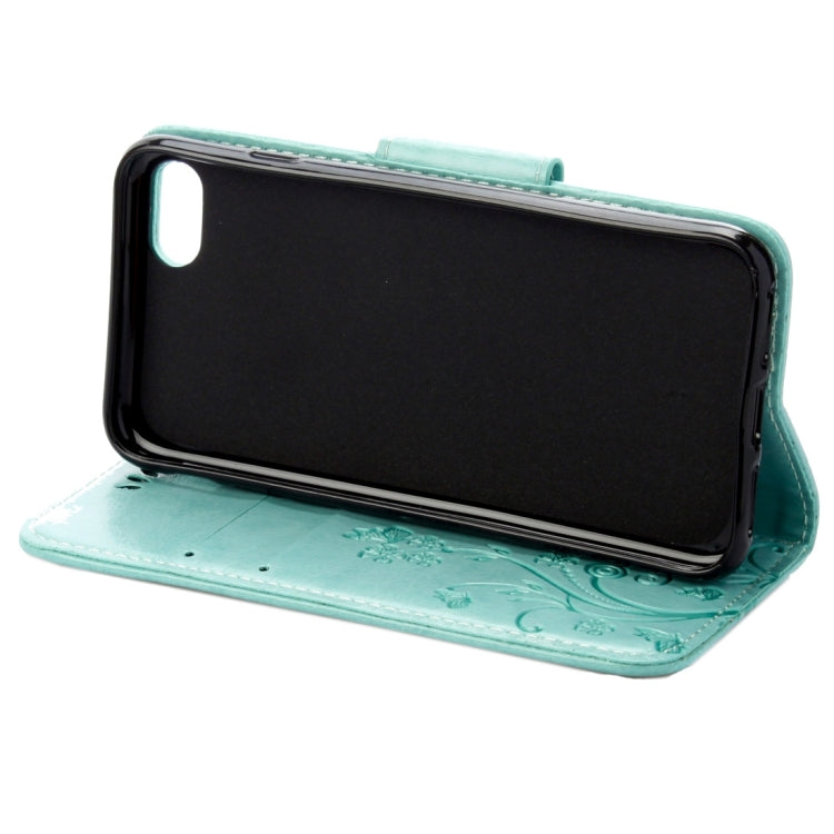 For iPhone 8 & 7 Pressed Flowers Horizontal Flip Leather Case with Holder & Card Slots & Wallet(Green) - More iPhone Cases by buy2fix | Online Shopping UK | buy2fix