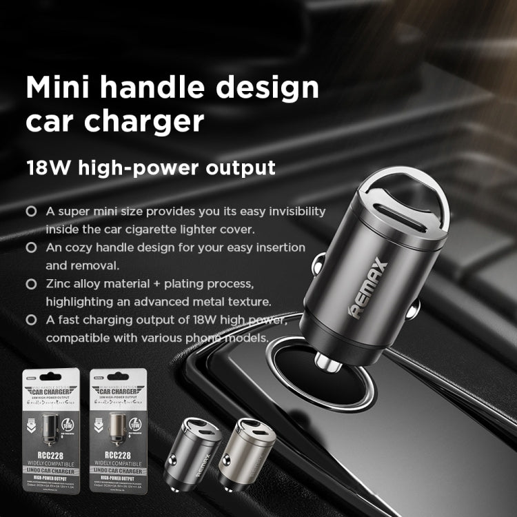 REMAX RCC228 Lindo Series PD 18W Single USB-C / Type-C Interface Fast Charge Car Charger(Silver) - Car Charger by REMAX | Online Shopping UK | buy2fix
