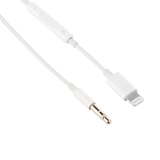 MH021 1m 8 Pin to 3.5mm AUX Audio Cable Support Line Control(White) by buy2fix