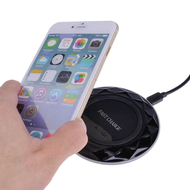 DC5V Input Diamond Qi Standard Fast Charging Wireless Charger, Cable Length: 1m(Black) - Wireless Charger by buy2fix | Online Shopping UK | buy2fix