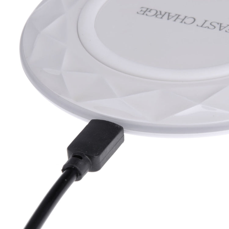 DC5V Input Diamond Qi Standard Fast Charging Wireless Charger, Cable Length: 1m(White) - Wireless Charger by buy2fix | Online Shopping UK | buy2fix
