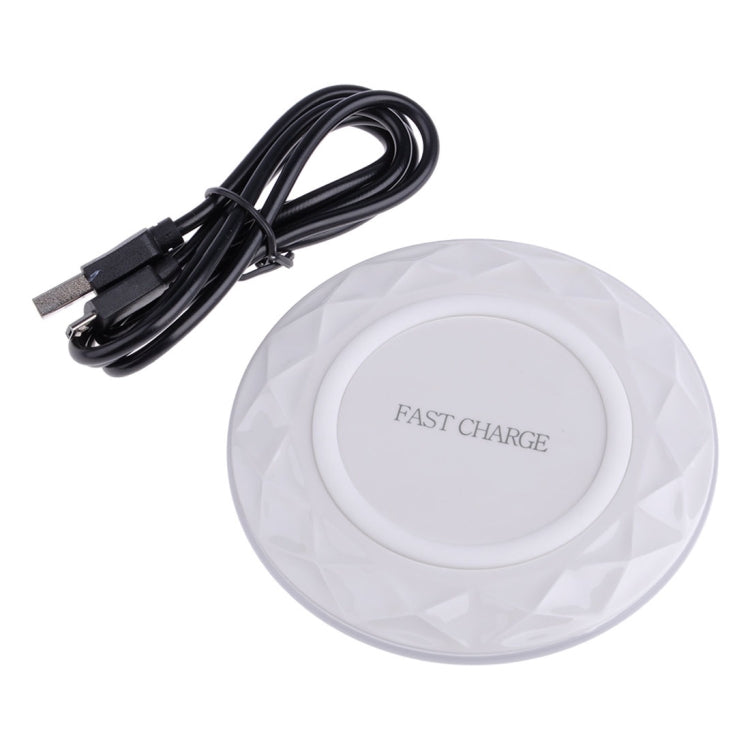 DC5V Input Diamond Qi Standard Fast Charging Wireless Charger, Cable Length: 1m(White) - Wireless Charger by buy2fix | Online Shopping UK | buy2fix