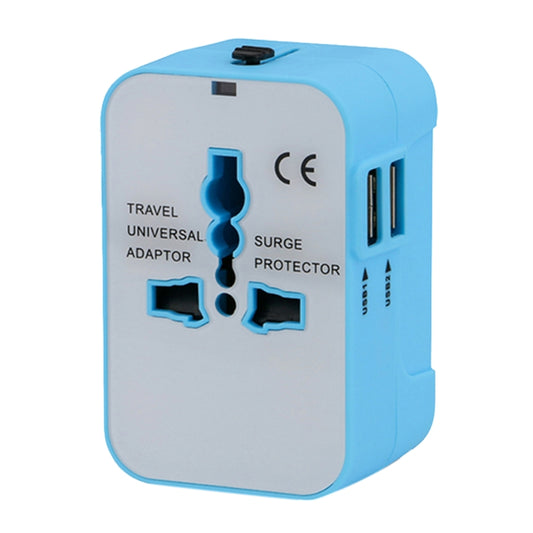 Portable Multi-function Dual USB Ports Global Universal Travel Wall Charger Power Socket, For iPad , iPhone, Galaxy, Huawei, Xiaomi, LG, HTC and Other Smart Phones, Rechargeable Devices(Blue) - Plug Adaptor by buy2fix | Online Shopping UK | buy2fix