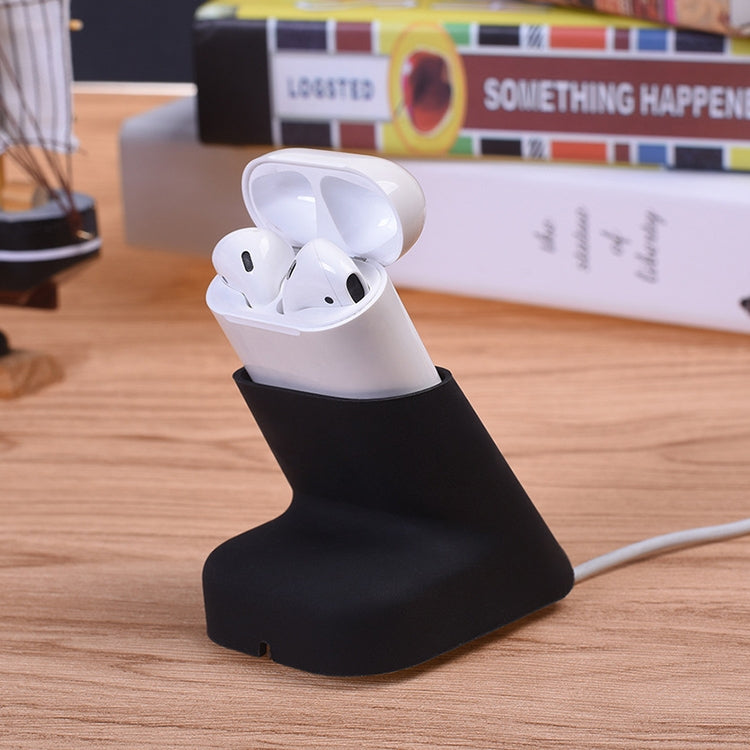 For Apple AirPods Creative Wireless Bluetooth Earphone Silicone Charging Box Charging Seat (Earphone is not Included), Size: 5.1*5.4*6.7cm(Grey) - Anti-lost & Holder by buy2fix | Online Shopping UK | buy2fix