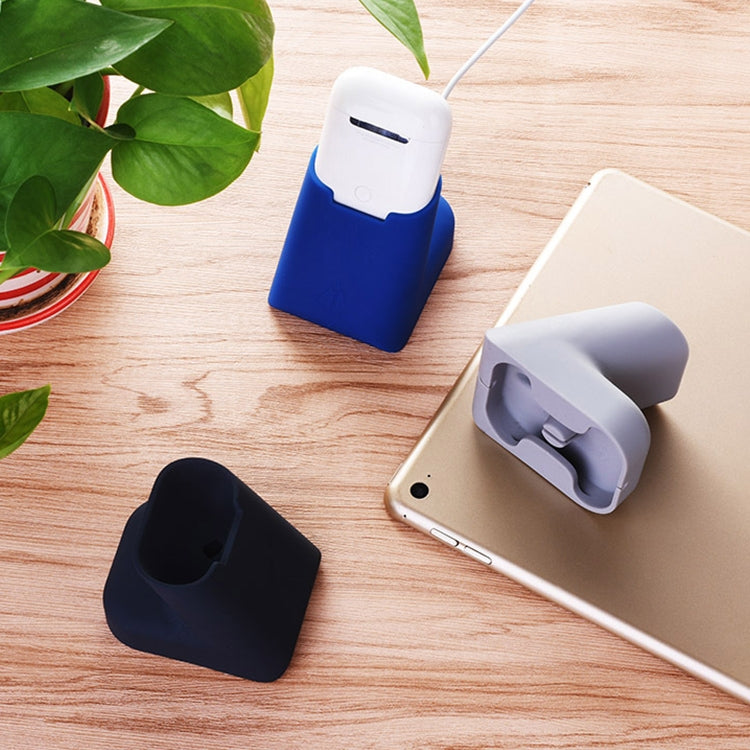 For Apple AirPods Creative Wireless Bluetooth Earphone Silicone Charging Box Charging Seat (Earphone is not Included), Size: 5.1*5.4*6.7cm(Grey) - Anti-lost & Holder by buy2fix | Online Shopping UK | buy2fix